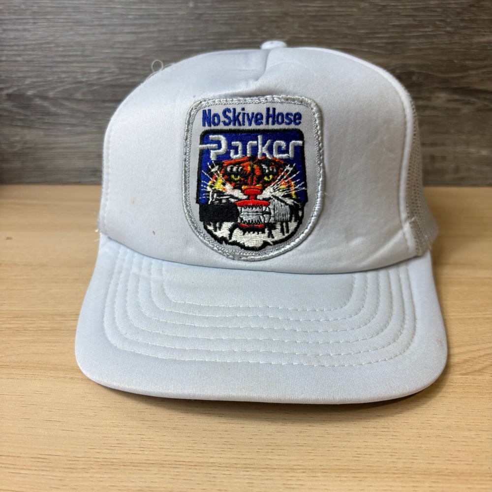 Vintage No Skive Hose Parker Hat Cap‎ Snapback Gray Racing 90s